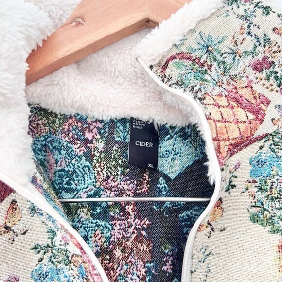 Cider Viral Cottagecore Fleece Floral Cat Knotte Sweatshirt Sz XL - Picture 4 of 6